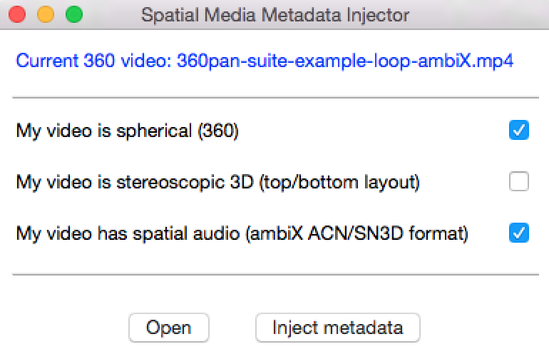 Spatial Media Metadata Injector app