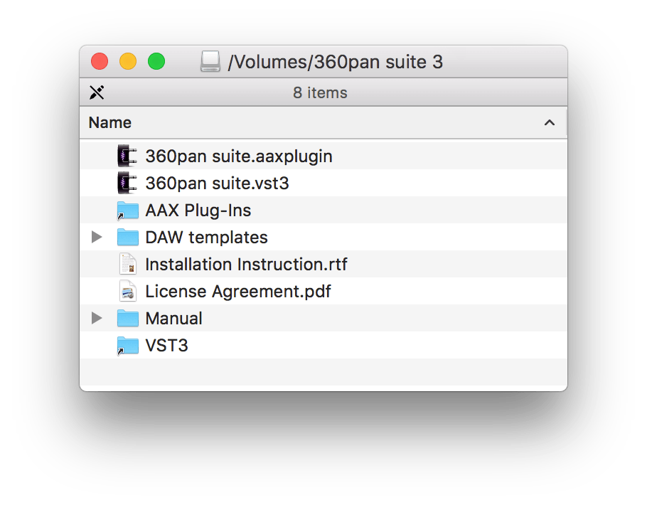 360pan suite 3 folder in Mac Finder