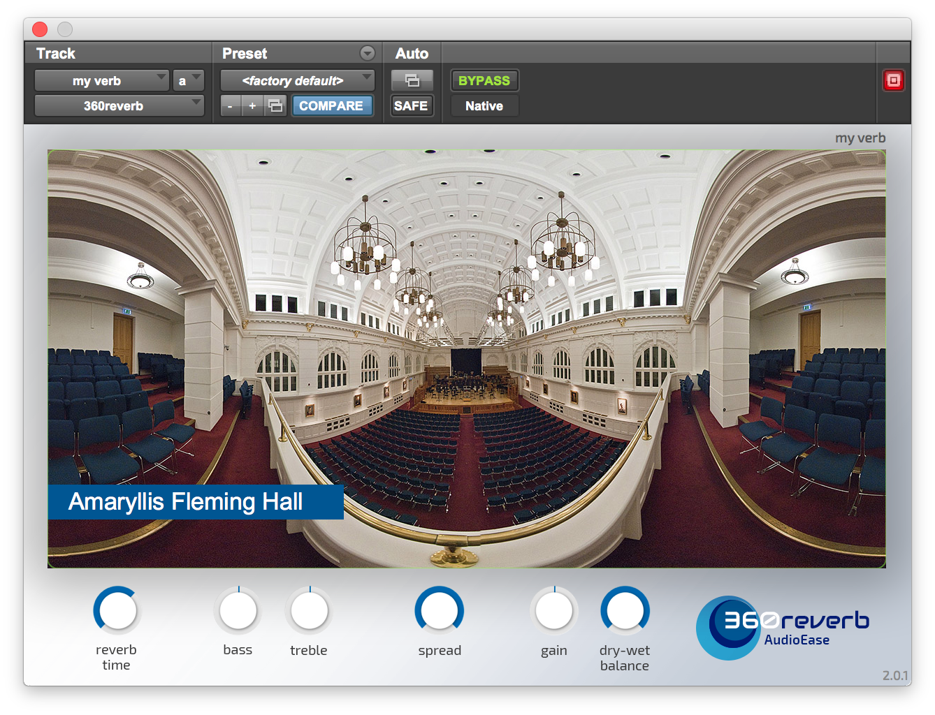 360reverb AAX plug-in screenshot