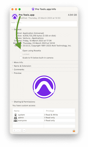 Open Pro Tools using Rosetta