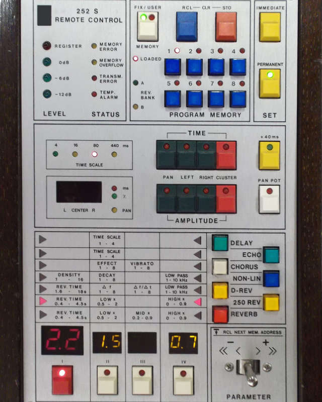 252 digital reverb, vintage classic reverb effect