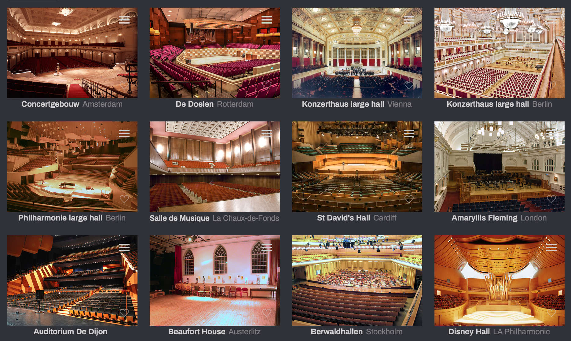 Concert halls in the Altiverb 8 IR Browser