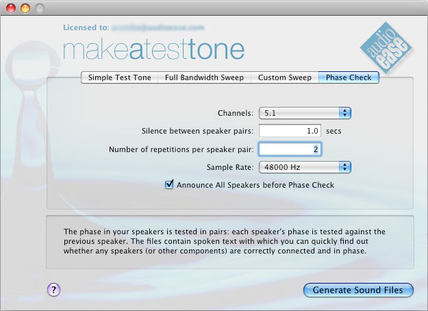 make a test tone - phase check